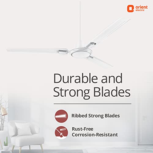 Image of Orient Electric 1200 mm Pacific Air Deco| Decorative ceiling fan | Powerful airflow| BEE Star Rated | 2-year warranty | White Silver, pack of 2