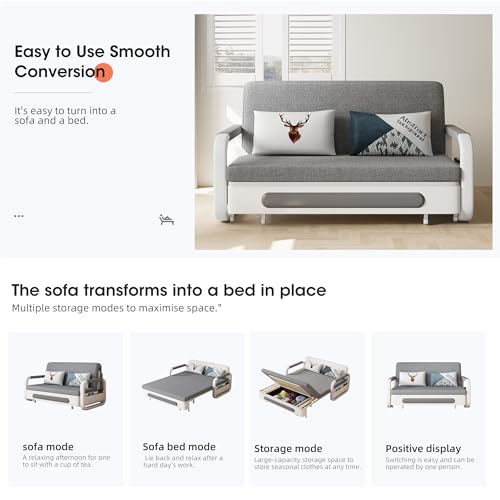 Hearthform Space Saving Convertible Sofa Bed with Storage - Dark Grey Sleeper Futon for Small Spaces, Living Rooms & Guest Rooms, Comfortable Modern Design - Image 7