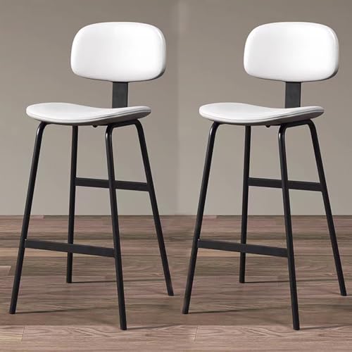 Taburetes de Bar para Isla de Cocina, Sillas de Comedor con Respaldo y Reposapiés, Fácil Instalación, Adecuados para Bares, Restaurantes y Tiendas(White,X-Large/2)