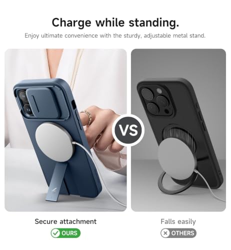 Image of SURITCH for iPhone 14 Pro Max Case with Magnetic Camera Slide Cover and Adjustable Kickstand, Compatible with MagSafe, Shockproof Bumper Case Slim Protective Cover 6.7 Inch, Blue