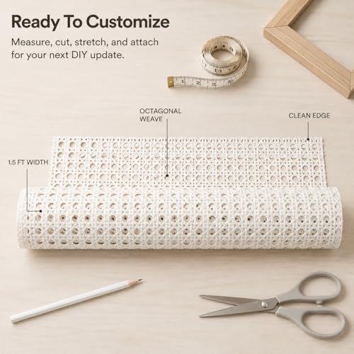 Cane Webbing Rattan Roll, Gewebtes Offenes Rattan, Rattan Geflecht, Möbel Wiener Geflecht, für Caning Projekte, Heimdekoration,Weiß,40 x 100cm