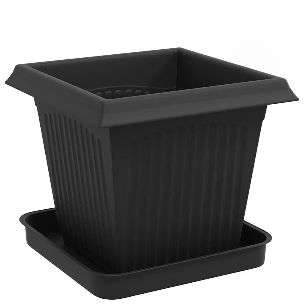 24 Vasi per Piante Quadrati Plastica Neri Fioriere 16x16x14 cm | Set di fioriere leggere con fori di drenaggio e bordo arrotolato, ideali per decorare balcone, terrazzo e casa.