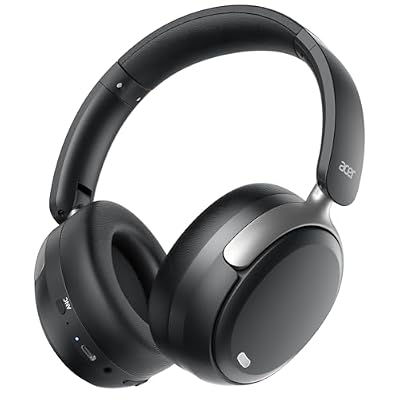 Acer OHR516 Active Noise Cancelling Headphones, Over Ear Wireless Bluetooth, 60H Playtime, 40mm Drivers, Low-Latency Mode, ENC Clear Calls, Foldable Comfortable Design (Black)