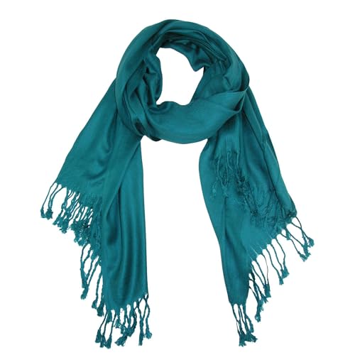 CTM® Women's Classic Pashmina Style Shawl Wraps, Teal