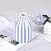 oliruim Ceramic Blue and White Striped Vase with Handle, Modern Minimalist Coastal Decor Home for Centerpieces for Tables, Kitchen Office, Bookshelf, Bedroom Aesthetic Decor (A)