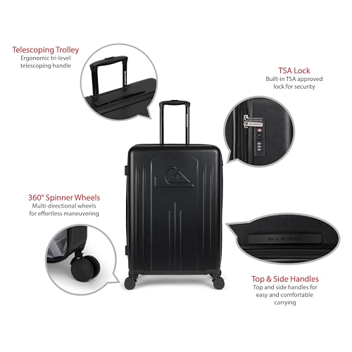 Quiksilver Chimaca Suitcases Hardside Luggage with Spinner Wheels, Large 3-Piece Set (20/26/30) (Black)2