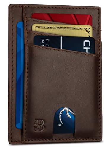 SERMAN BRANDS RFID Blocking Slim Minimalist Mens Front Pocket Wallet. Thin Card Holder. Full Grain Leather Wallets for Men
