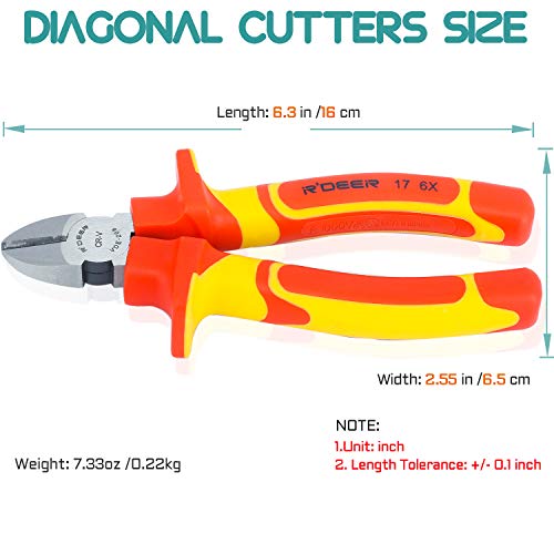 6 Inch Insulated Handle Electrician Diagonal Cutters R'deer Vde 1000V Cr-V Industrial Level Wire Cutter Side Cutting Pliers Tool #TOP3