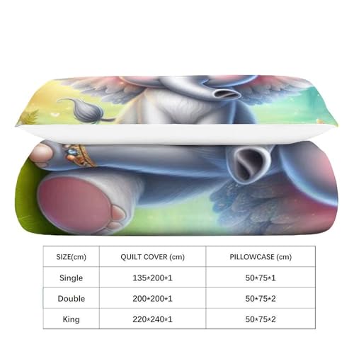Parure de lit éléphant en microfibre douce et imprimé 3D - 4