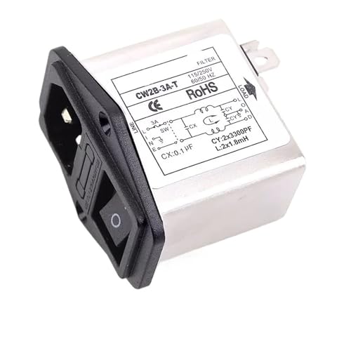 Toma de corriente con filtro CW2B-3A-T monofásica e interruptor rojo 2