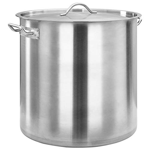 vidaXL Olla Marmita Cazuela con Tapa Cocina Hotel Hacer Sopas Cacerolas Cocinas de Inducción Cocción Lenta de Acero Inoxidable 50 L 40x40 cm