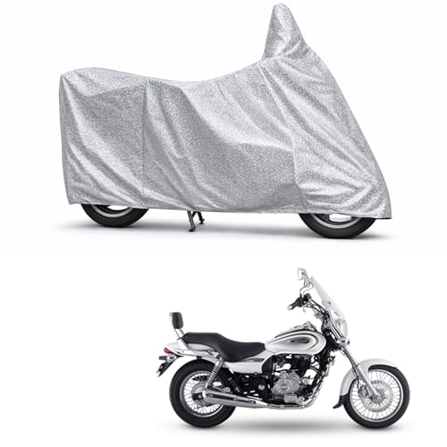 Image of 100% Waterproof Two Wheeler Body Cover Multi Layered Fabric Designed for Bajaj Avenger Cruise 220 | Belt Buckle Lock | Silver Mag