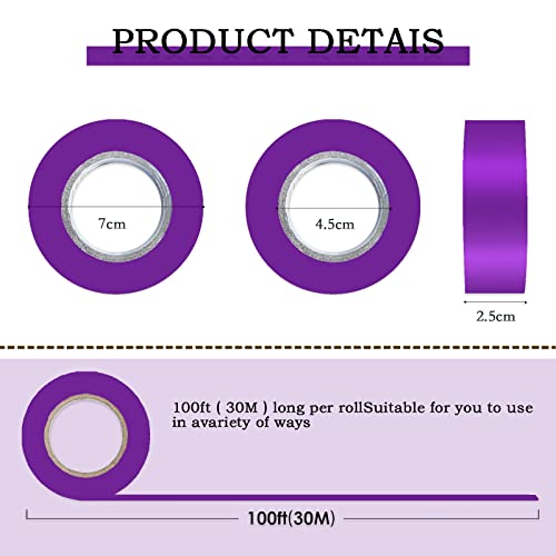 6 Pack Purple Flagging Tape - Non-Adhesive Plastic Ribbon Neon Tape, 1inch*600ft, Tree Marking, Hunting, Boundaries and Hazardous Areas, Trail Marking