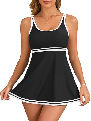 Women's Tankini Sets Tummy Control Swimsuits Color Block Swimdress 2025 Two Piece Bathing Suits