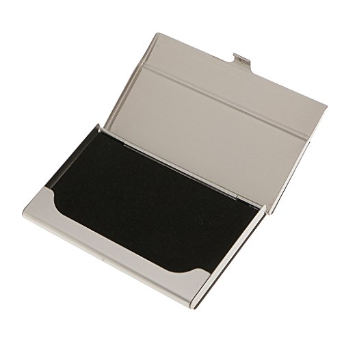 Capa para cartão de crédito Almencla de aço inoxidável com nome para cartão de visita - preta