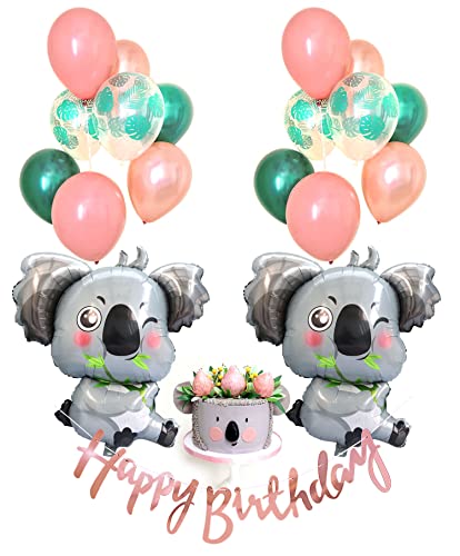 Regendeko Koala Happy Birthday Kindergeburtstag Deko Waldtier Geburtstag Deko Junge Mädchen Ballons Geburstag Girlande Folienballon Party Deko Birthday Decorations Cover
