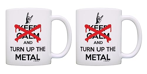 Rock Band Heavy Metal Music Don't Keep Calm and Turn Up The Metal 2 Pack 11oz Ceramic Coffee Mug Set