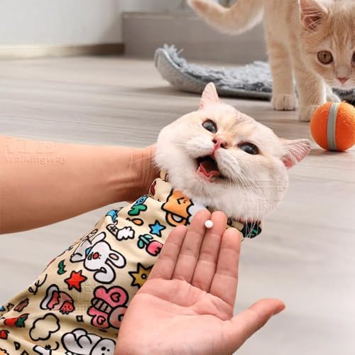 Image of Cat Grooming Wrap,Self-Adherent Anti-Bite, Anti-Scratch, Anti-Escape Calming Wrap, Nail Clipping- Multifunctional Pet(M (Within 11.1lbs))