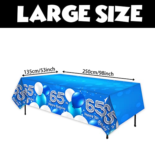 Orikek 65Th Birthday Tablecloth Blue 65Th Birthday Supplies Decorate Men Women For Indoor Outdoor Party Supplies Plastic Rectangle Table Cover Camping #TOP1
