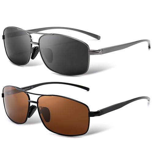 Image of SUNGAIT UV protection Ultra Lightweight Rectangular Polarized Sunglasses