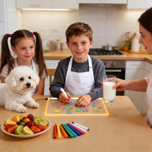 Herramienta de manualidades para niños con tablero de notas LED y panel de borrado 4