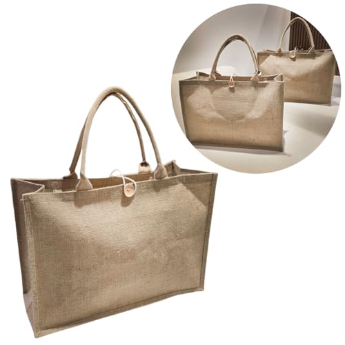 Bolsa De Palha Natural Feminina Mochila Juta para Praia Grande Com Zíper