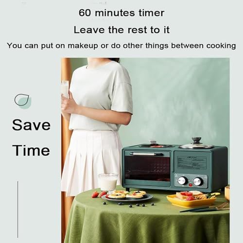 HmLotd Multifunctional Breakfast Machine, 4-in-1 Breakfast Station 1600w High Power, With Non-stick Frying Pan, Using Upper and Lower N-Section Heating for Camping or at Home - Image 4