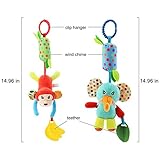 wohot 4packs Baby Pram Pushchair Toys Hanging Rattle Sensory Educational Toy, Newborn Pram Toys Car Seat Crib Travel Activity Plush Animal Wind Chime with Teether for Boys Girls (4 packs) - Image 7