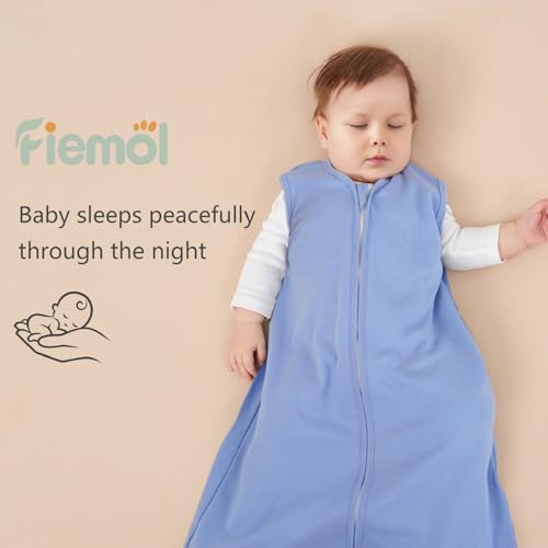 Image of Baby Sleep Sack 0-6 Months, 100% Cotton Sleeping Sack for Newborn and Infant, 3 Pack Baby Wearable Blanket, 0.5 Tog Lightweight Double Zipper Sleep Bag Apricot