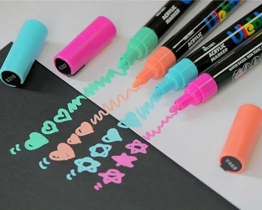 Image of Wynhard Acrylic Marker Paint Pens Chisel Set Acrylic Colour Markers 12 Pcs Sketch Pen Set for Wood,Canvas,Stone,Rock Painting,Glass,Ceramic Surfaces,Scrapbooking,Fabric,Plastic DIY Craft,Multicolor