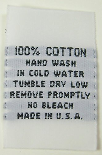 Siniffo 100 PCS White Woven Clothing Sewing Garment Care Label Tags - 100% Cotton Hand WASH Cold Water