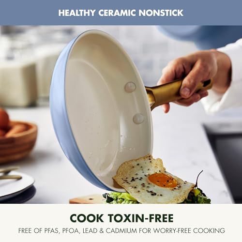 GreenPan Reserve 3-Piece Frying Pan Skillet Set, Ocean Blue