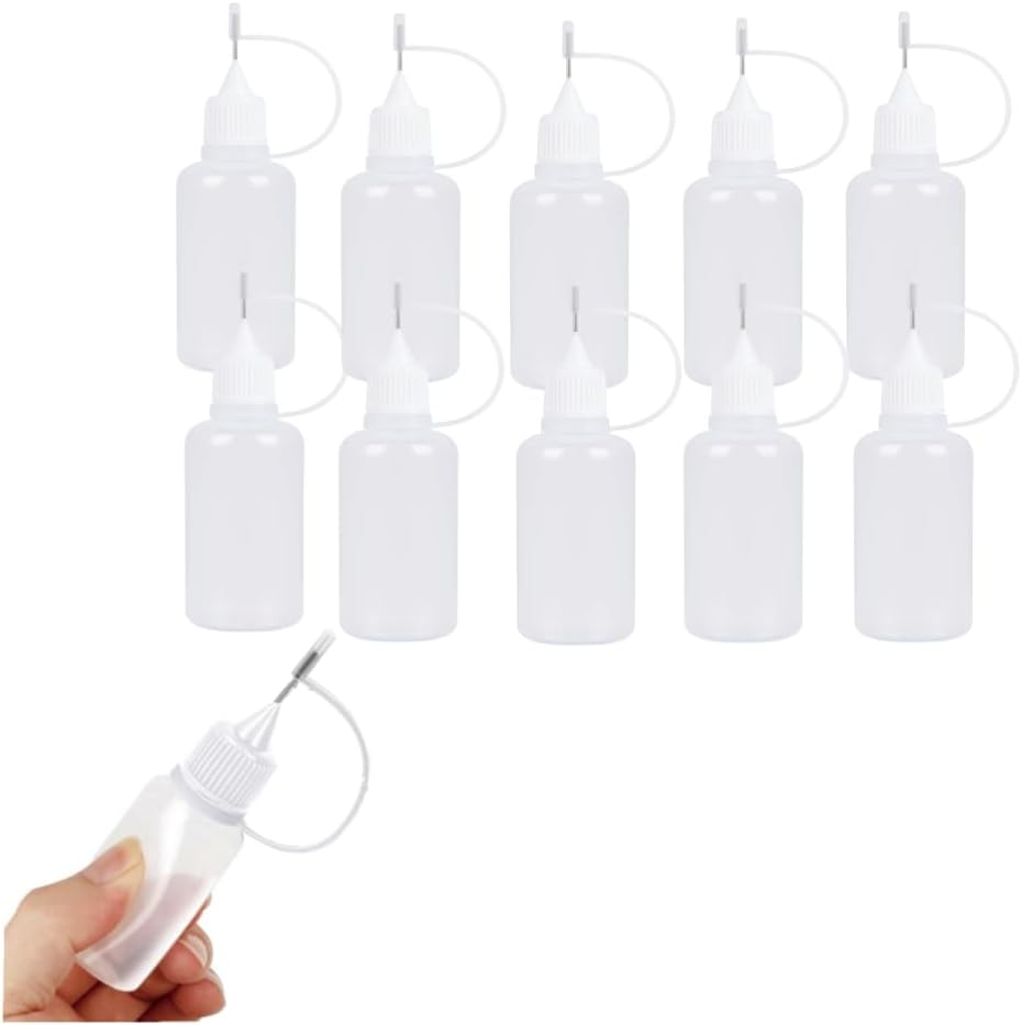 10 pcs Precision tip applicator bottle,15ml needle applicator bottle for Paint Craft,glue bottles with fine tip,needle applicator bottle,for DIY Paint Paper Craft Glue Ink Liquid Acrylic Painting