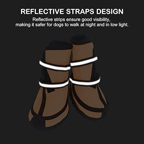 Protective Dog Boots Waterproof Set of 4, Dog Booties Anti-Slip Pet Dog Shoes Reflective Dog Shoes Warm for Medium Large Dogs Winter Outdoor Shoes Orange XXL