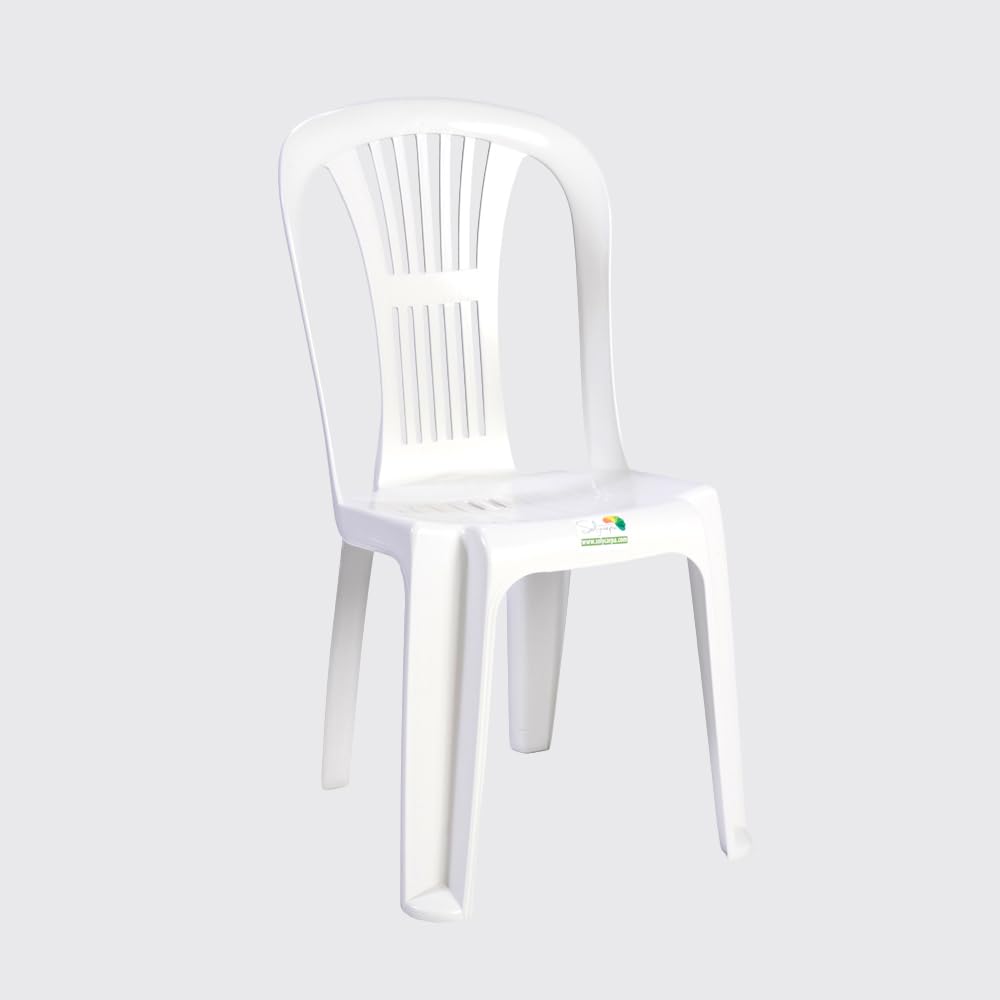 Pack 4 Silla Alta de Plástico Apilable sin Reposabrazos para Catering, Jardín, Terraza y Playa, Ergonómica de PVC, Cómoda, Resistente para Exterior. Fácil de Transportar