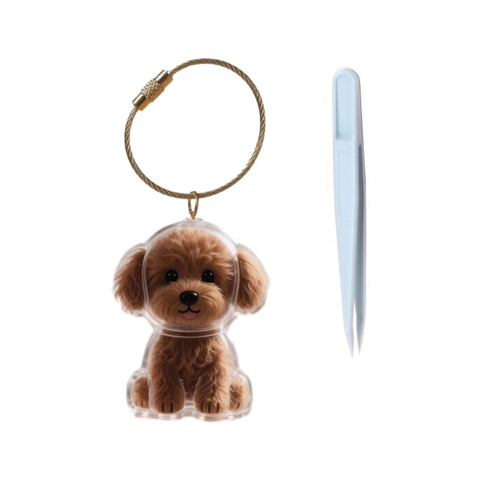 Awpland Dog Hair Collector, Transparent Pet Hairs Storage Bottle with Chain and Hair Pickup, Memorial Dog Hair Keepsake for Pet Owner (Poodle)