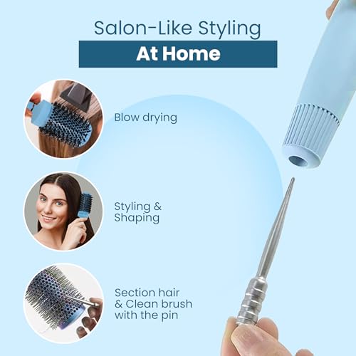 Image of Rey Naturals Thermal Ceramic Hair Brush | Ion-infused Technology | Anti-Static Boar Bristles| Hair Comb | Hair brush for Women and men | Hair Care Products (Ice blue)(Small size)