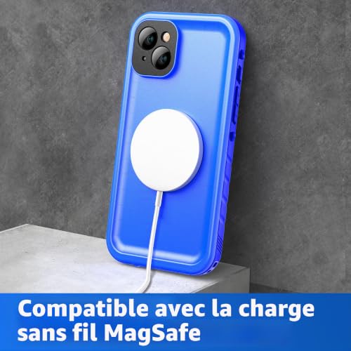 Coque incassable iPhone 14 Plus étanche anti-rayure intégrale bleu - 6