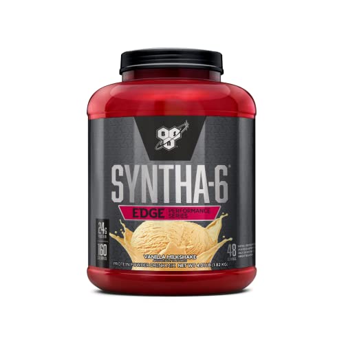 Image of BSN SYNTHA-6 EDGE Protein Powder, Vanilla Flavored Powder with Hydrolyzed Whey, Micellar Casein, for Muscle Gain, Low Sugar, 24g Protein, Vanilla Milkshake, 48 Servings, 4.01 Pound (Pack of 1)