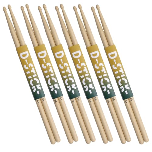 ROHEMA D-STICK Baquetas de Batería Hickory con punta Acorn 5A (15.9 x 0.6 pulgadas) Paquete de 6 miniatura 1