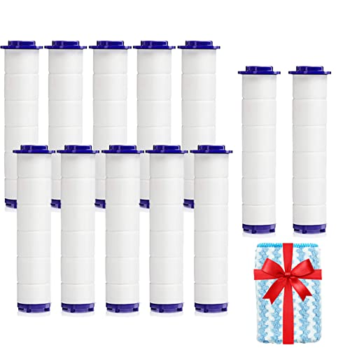 Replacement Filters for Hydro Jet Shower Head, High Pressure Handheld Turbo Fan Shower Heads Filter, PP-Cotton Filter Cartridge for Vortex Shower Head Set of 12 with Clean Towel
