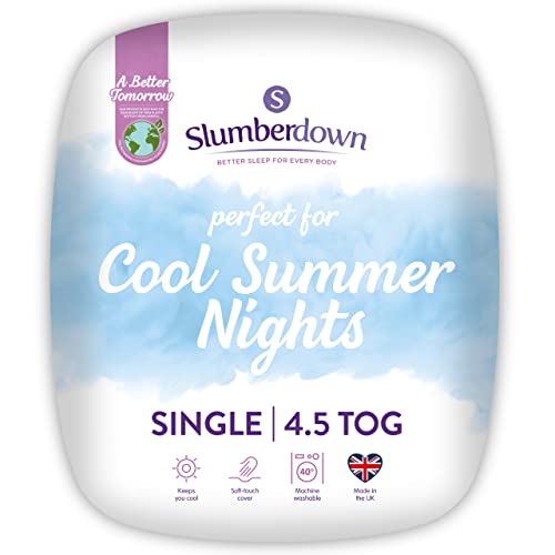 Slumberdown Cool Summer Nights 4.5 Tog Single Duvet - Lightweight & Breathable Summer Duvet for Hot Nights | UK-Made Single Quilt, Non-Allergenic & Washable (135 x 200cm)