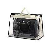 Outgeek Handbag Storage Handbag Organizer Dust Cover Bag Transparent Anti-dust Purse Storage Bag for Hanging Closet with Zipper and Handle (Beige, XL)