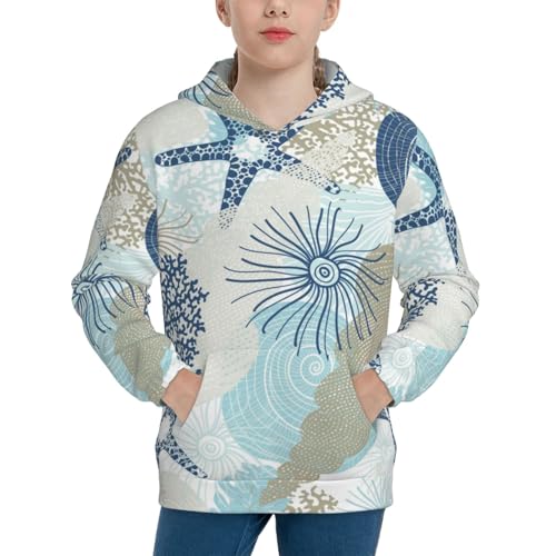 Algae Corals and Seashells Kid Hoodies Boys Sweatshirts Girls Pullover with Pocket