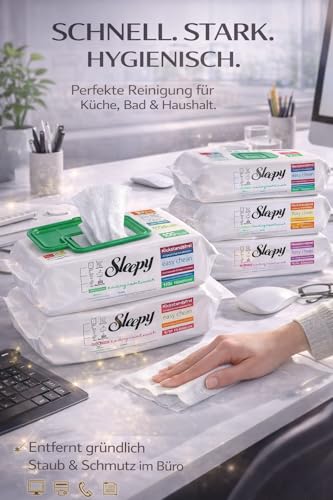 Original Sleepy Easy Clean Reinigungstücher 6er Set – 600 Reinigungstücher – Reißfeste Allzwecktücher für Küche, Bad & Haushalt – Stark gegen Fett & Schmutz – Wiederverwendbar & saugstark