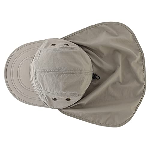 Connectyle Men's Visor Sun Hat With Neck Flap Baseball Cap For Fishing Safari Hiking Hats Light Grey #TOP2