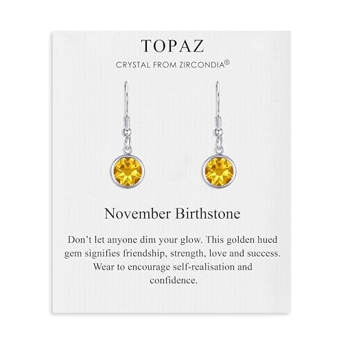 Philip Jones November Birthstone Drop Earrings Created with Topaz Zircondia® Crystals - Image 9