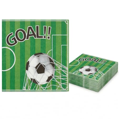 MYZWEL 20 Serviettes en Papier Football, Décoration de Table Thème Foot pour Anniversaire et Soirée Match, Serviettes Jetables 33x33 cm, Accessoires Fête...