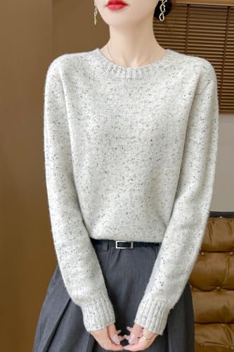 100% Merino Wool Sweaters Women's Female Fall Winter Knitted Thick Crew Neck Pullover Long Sleeves Loose(WQ289)4