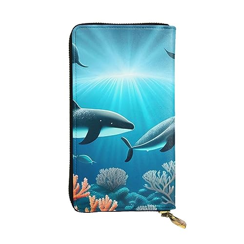 Portefeuille long en cuir motif baleines, cadeau femme tendance